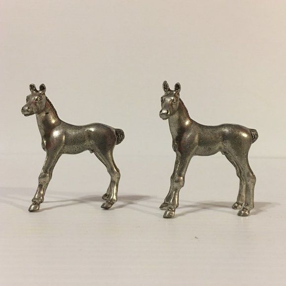 Vtg KIRK Pewter Horse Colt Pony Figurine 2.5" X 2 Collectable - Picture 3 of 6